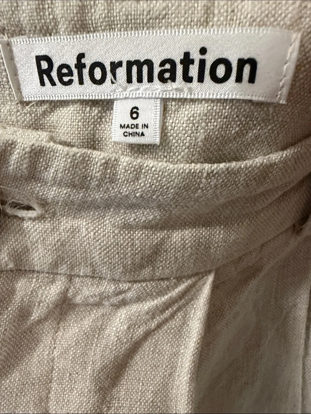 Reformation Wide-Leg Linen Blend Pants in Light Beige